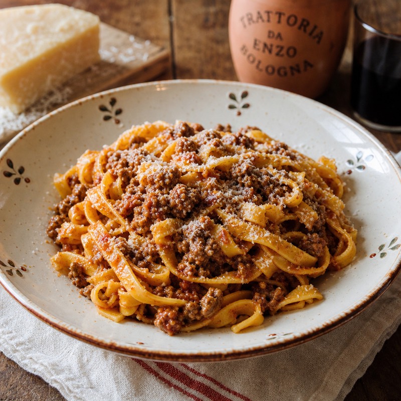 Tagliatelle a la boloñesa