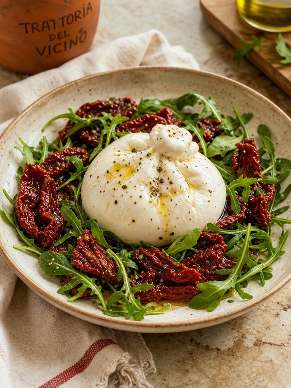 Burrata con tomate seco